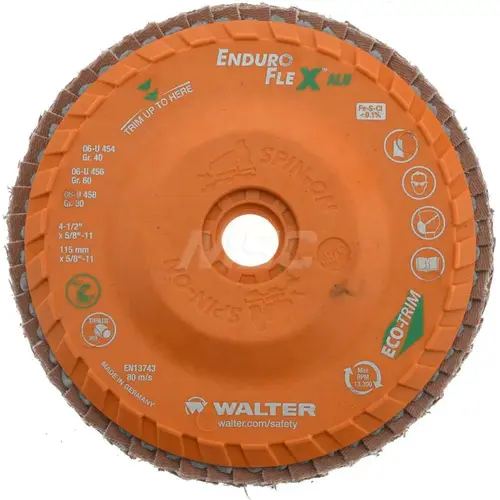 Flap Disc: 5/8-11 Hole, 60 Grit, Zirconia Alumina, Type 27