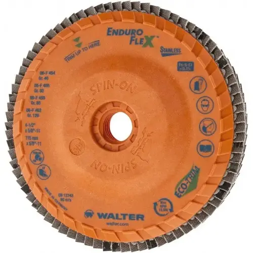 Flap Disc: 5/8-11 Hole, 40 Grit, Zirconia Alumina, Type 27 Flap Disc: 5/8-11 Hole, 40 Grit, Zirconia Alumina, Type 27