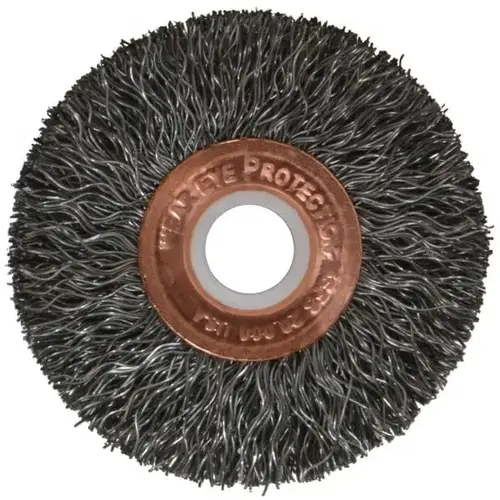 Wheel Brush: 2" Wheel Dia, Crimped Wheel Brush: 2" Wheel Dia, Crimped