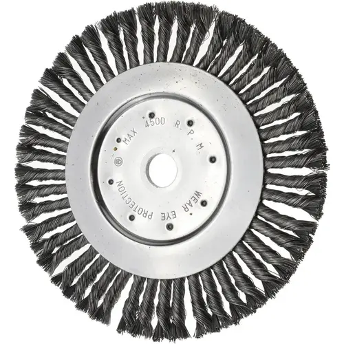 Wheel Brush: 10" Wheel Dia, Knotted Wheel Brush: 10" Wheel Dia, Knotted