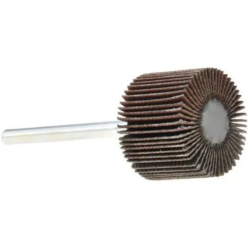 Mounted Flap Wheel: 3/4" Dia, 5/8" Face Width, 320 Grit, Aluminum Oxide Mounted Flap Wheel: 3/4" Dia, 5/8" Face Width, 320 Grit, Aluminum Oxide