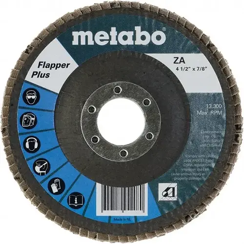 Flap Disc: 7/8" Hole, 36 Grit, Zirconia Alumina, Type 27