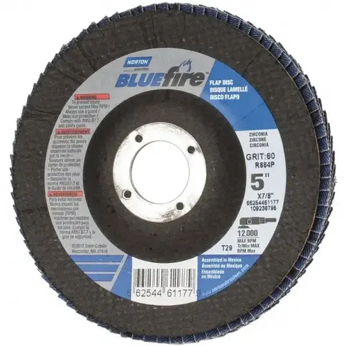 Flap Disc: 7/8" Hole, 60 Grit, Zirconia Alumina, Type 29 - pack of 10 Flap Disc: 7/8" Hole, 60 Grit, Zirconia Alumina, Type 29 - pack of 10
