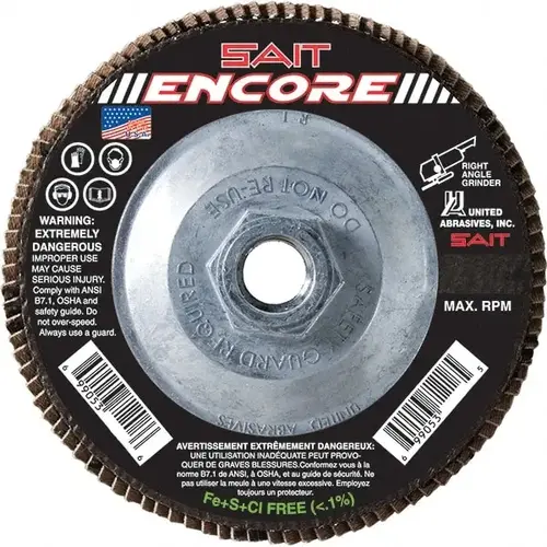 Flap Disc: 5/8-11 Hole, 36 Grit, Zirconia Alumina, Type 27