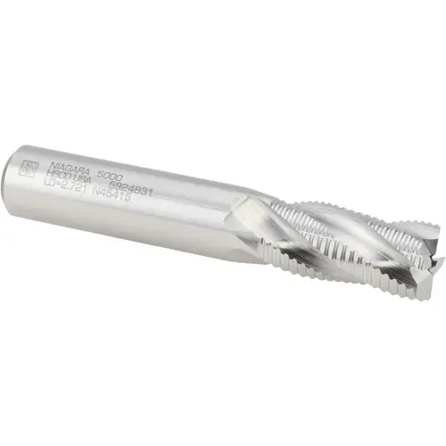 Roughing End Mill: 1/2" Dia, 4 Flutes, Single End, Cobalt Bright/Uncoated Roughing End Mill: 1/2" Dia, 4 Flutes, Single End, Cobalt Bright/Uncoated