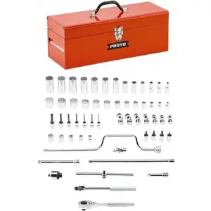 Proto J52140A Deep Standard Universal Socket Set: 58 Pc, 3/8" Drive, 1/4 to 1" Socket
