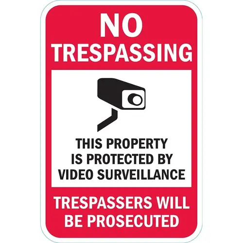 This Property is Protected By Video Surveillance Trespassers Will Be Prosecuted, Reflective Engineer Grade, 0.063 Aluminum Sign, 12Wx18H