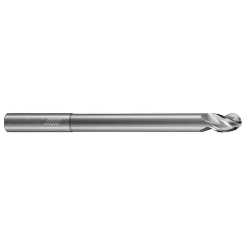 Ball End Mill: 1/4" Dia, 3/8" LOC, 3 Flute, Solid Carbide Bright/Uncoated Ball End Mill: 1/4" Dia, 3/8" LOC, 3 Flute, Solid Carbide Bright/Uncoated
