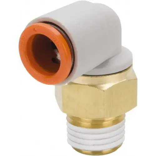Push-to-Connect Tube Fitting: Male Elbow, 1/8" Thread, 3/16" OD