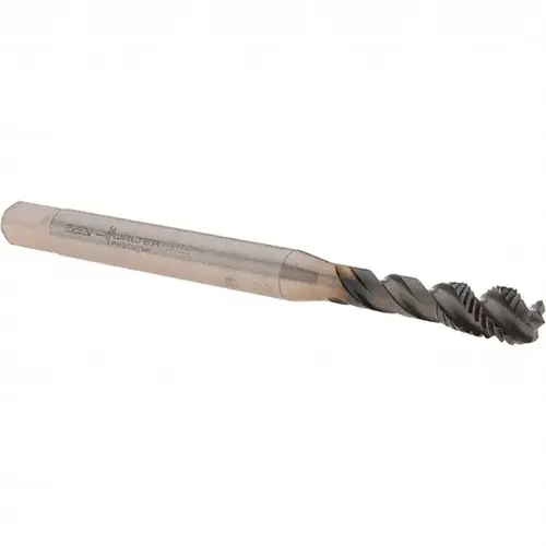 Spiral Flute Tap: 1/4-28 UNF, 3 Flutes, Modified Bottoming, 2B Class of Fit, Powdered Metal, Hardlube Coated Proprietary