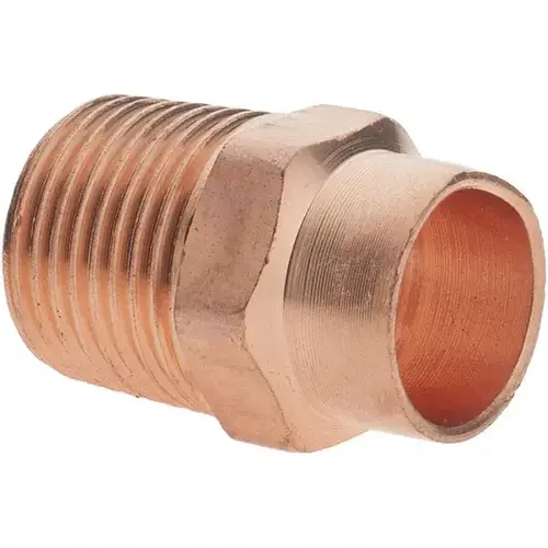 Wrot Copper Pipe Adapter: 3/8" x 3/8" Fitting, C x M - pack of 5 Wrot Copper Pipe Adapter: 3/8" x 3/8" Fitting, C x M - pack of 5