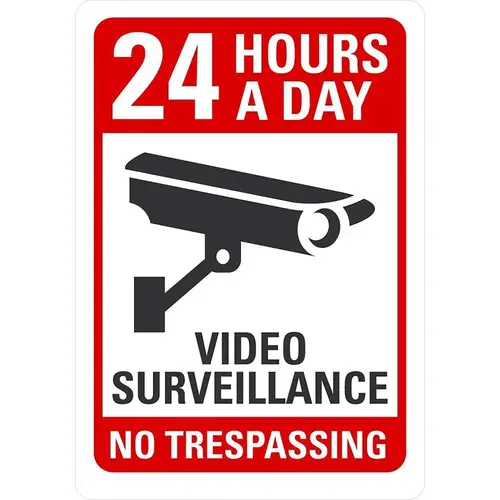 24 Hours A Day Video Surveillance No Trespassing, Reflective Engineer Grade, 0.04 Aluminum Sign, 10Wx14H
