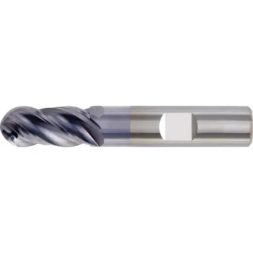 Ball End Mill: 3/8" Dia, 7/8" LOC, 4 Flute, Solid Carbide TiAlN Ball End Mill: 3/8" Dia, 7/8" LOC, 4 Flute, Solid Carbide TiAlN