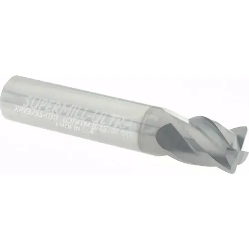 Corner Radius End Mill: 3/8" Dia, 1/2" LOC, 0.0300" Radius, 4 Flute, Solid Carbide AlCrN