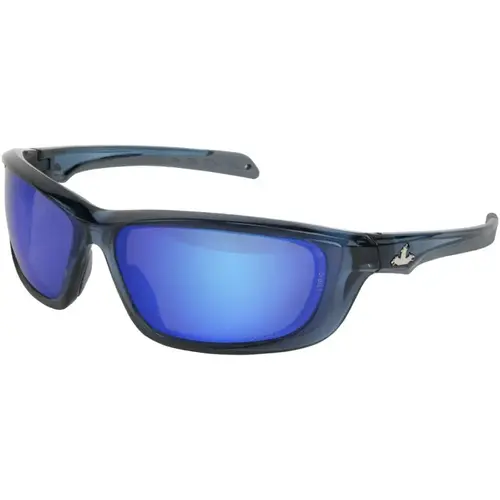 Safety Glass: Anti-Fog & Scratch-Resistant, Polycarbonate, Blue Mirror Lenses, Full-Framed, UV Protection