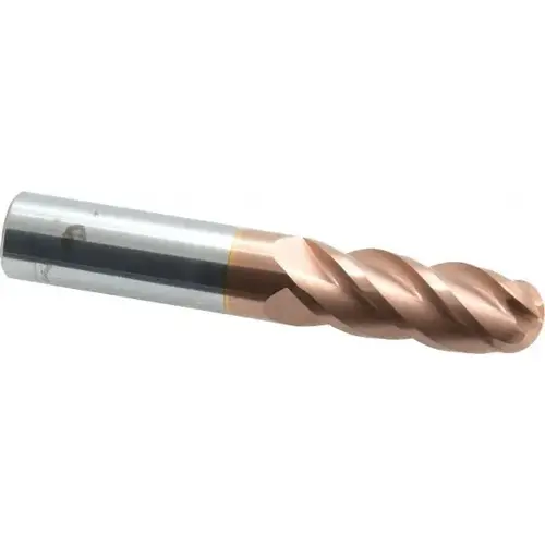 Ball End Mill: 0.5" Dia, 1.25" LOC, 4 Flute, Solid Carbide TiCN Ball End Mill: 0.5" Dia, 1.25" LOC, 4 Flute, Solid Carbide TiCN