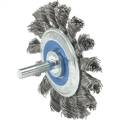 Wheel Brush: 2-3/4" Wheel Dia, Knotted Wheel Brush: 2-3/4" Wheel Dia, Knotted