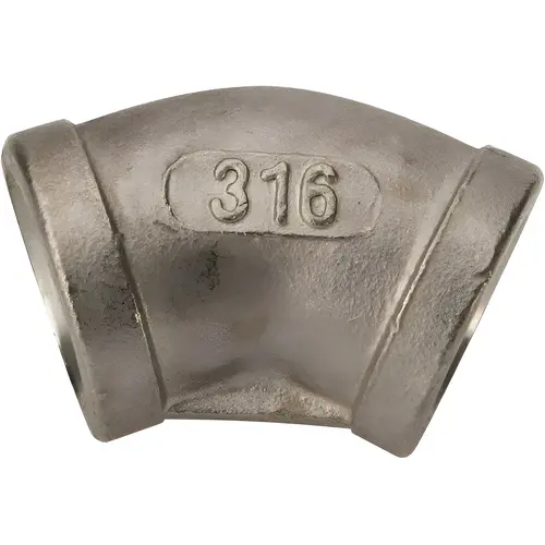 Pipe 45 degree Elbow: 1/2" Fitting, 316 Stainless Steel - pack of 2 Pipe 45 degree Elbow: 1/2" Fitting, 316 Stainless Steel - pack of 2