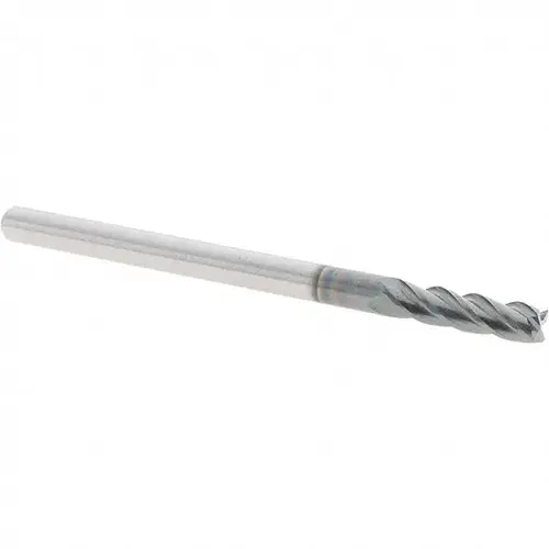 Square End Mill: 1/8 inch Dia, 1/2 inch LOC, 1/8 inch Shank Dia, 1-1/2 inch OAL, 4 Flutes, Solid Carbide AlTiN