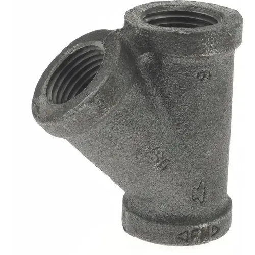 Black 45 degree Lateral Y-Branch: 1/2", Threaded