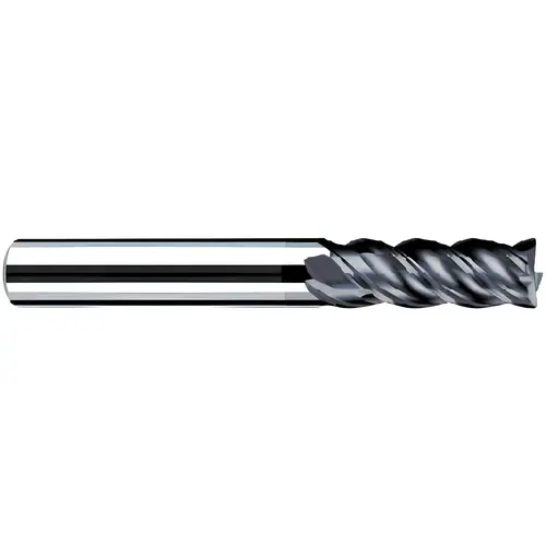 Corner Radius End Mill: 1/4" Dia, 5/8" LOC, 45 deg Helix, TiAlCrN Coated, Corner Radius End, Centercutting Series NB-RNVD Corner Radius End Mill: 1/4" Dia, 5/8" LOC, 45 deg Helix, TiAlCrN Coated, Corner Radius End, Centercutting Series NB-RNVD