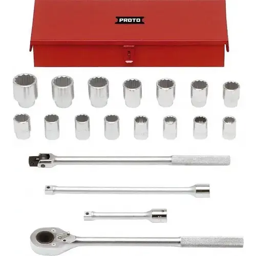 Standard Socket Set: 19 Pc, 3/4" Drive, 24.00 to 46.00" Socket