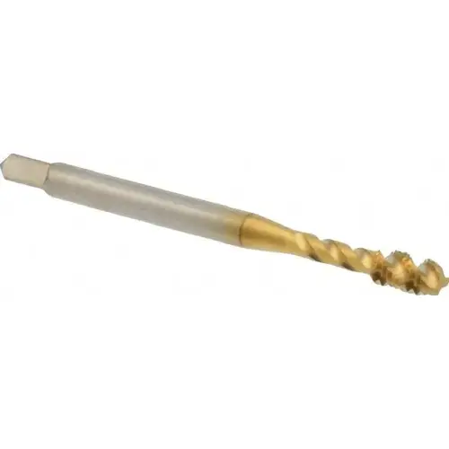 #4-40 UNC, 3 Flute, 45 degree Helix, Modified Bottoming Chamfer, TiN Finish, Spiral Flute STI Tap #4-40 UNC, 3 Flute, 45 degree Helix, Modified Bottoming Chamfer, TiN Finish, Spiral Flute STI Tap