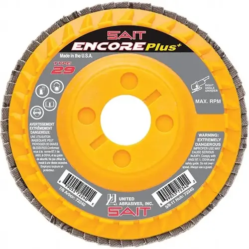 Flap Disc: 7/8" Hole, 36 Grit, Zirconia Alumina, Type 29