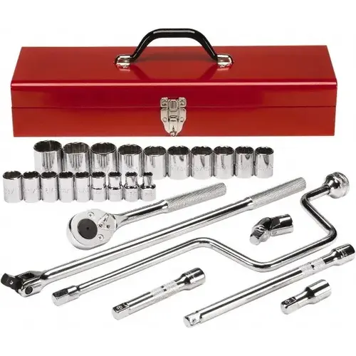 Standard Socket Set: 26 Pc, 1/2" Drive, 3/8 to 1-1/4" Socket