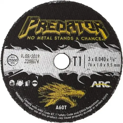 Cut-Off Wheel: Type 1 (01/41), 3" Dia, Aluminum Oxide