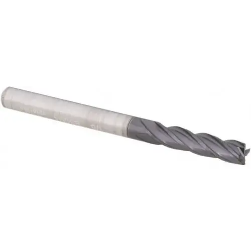 Square End Mill: 1/8" Dia, 1/2" LOC, 4 Flutes, Solid Carbide Bright/Uncoated