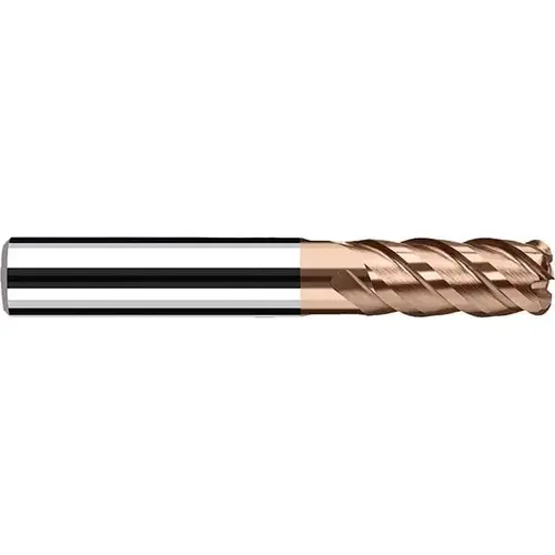 Corner Radius End Mill: 3/4" Dia, 1-3/8" LOC, 45 deg Helix, AlTiN Coated, Corner Radius End, Centercutting Series HX-RNVS