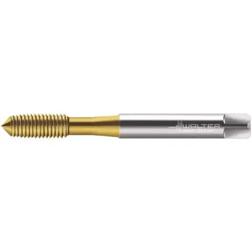 Thread Forming Tap: #6-32 UNC, 2B Class of Fit, Modified Bottoming, Cobalt, TiN Coated Titanium Nitride Thread Forming Tap: #6-32 UNC, 2B Class of Fit, Modified Bottoming, Cobalt, TiN Coated Titanium Nitride