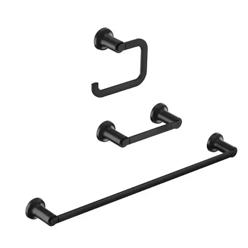 Moen Zyla Series Bathroom Hardware Set, Zinc, Matte Black, 3-Piece Moen Zyla Series Bathroom Hardware Set, Zinc, Matte Black, 3-Piece