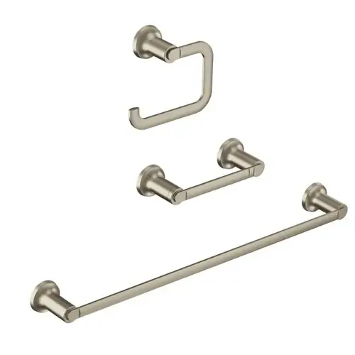 Moen Zyla Series Bathroom Hardware Set, Zinc, Brushed Nickel, 3-Piece