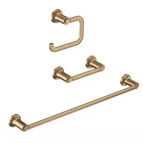 Moen Zyla Series Bathroom Hardware Set, Zinc, Bronzed Gold, 3-Piece Moen Zyla Series Bathroom Hardware Set, Zinc, Bronzed Gold, 3-Piece