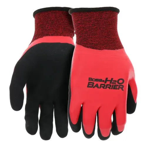 Boss Tactile Grip H20 Barrier Series Gloves, Men's, L, Elastic Knit Wrist, Slip-On Cuff, Latex Coating Pair
