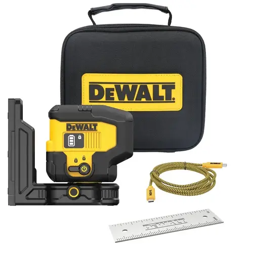 DEWALT DW085LR Spot Laser, 100 ft, +/-1/8 in Accuracy, 5-Beam, 5-Dot, Red Laser DEWALT DW085LR Spot Laser, 100 ft, +/-1/8 in Accuracy, 5-Beam, 5-Dot, Red Laser