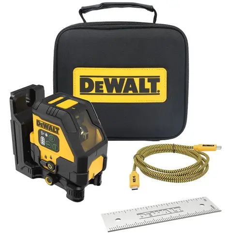 DEWALT Rechargeable Cross-Line Laser Base Kit, 150 ft Without Detector, 330 ft with Detector, Green Laser DEWALT Rechargeable Cross-Line Laser Base Kit, 150 ft Without Detector, 330 ft with Detector, Green Laser