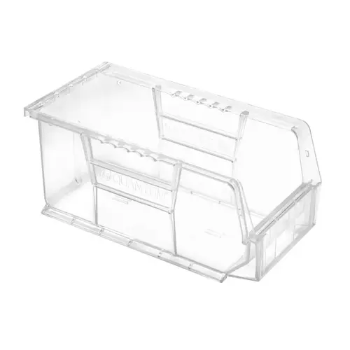 Quantum Storage Systems Ultra Stack and Hang Bin, 30 lb, Polypropylene, Clear, 10-7/8 in L, 5-1/2 in W Quantum Storage Systems Ultra Stack and Hang Bin, 30 lb, Polypropylene, Clear, 10-7/8 in L, 5-1/2 in W