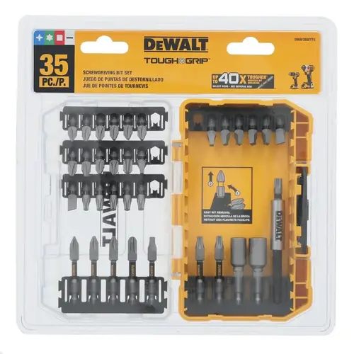 DEWALT TOUGHGRIP Screwdriver Bit Set, 35-Piece, Steel DEWALT TOUGHGRIP Screwdriver Bit Set, 35-Piece, Steel