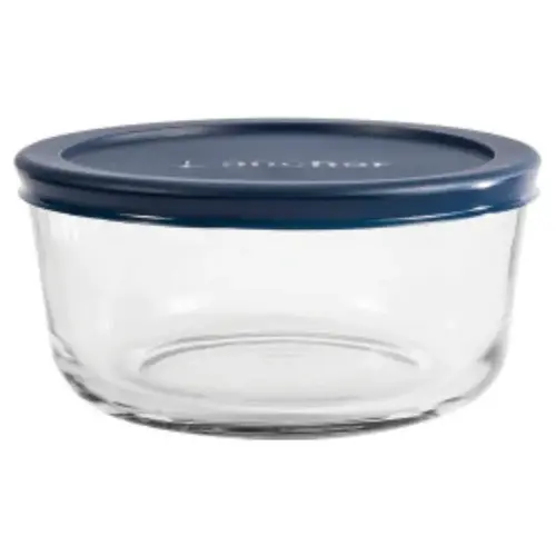 Anchor Hocking Kitchen Food Storage with Lid, 4 Cup, Glass, Clear, 6-1/4 in Dia, 3 in H