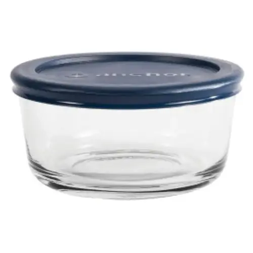 Anchor Hocking Kitchen Food Storage with Lid, 2 Cup, Glass, Clear, 5 in Dia, 2-1/2 in H
