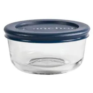 ANCHOR HOCKING 85905L20 Anchor Hocking Kitchen Food Storage with Lid, 1 Cup, Glass, Clear, 4 in Dia, 2 in H