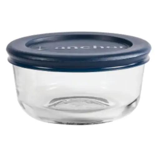 Anchor Hocking Kitchen Food Storage with Lid, 1 Cup, Glass, Clear, 4 in Dia, 2 in H