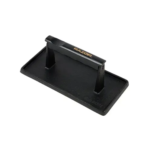 Razor Grill Press, 11.6 in L, 8.78 in W, Rectangular, Cast Iron/Wood, Stay-Cool Handle