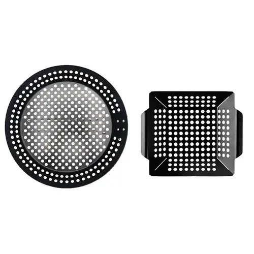 Mr. BAR-B-Q Gourmet Grilling Topper Set, Steel, Black, For: Big Green Egg, Charcoal, Commercial Grill/Smokers - pack of 2