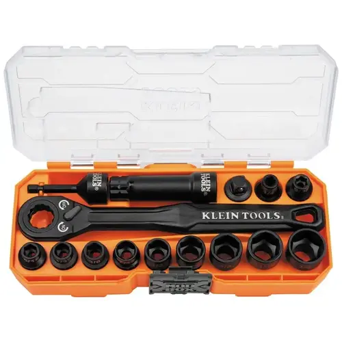 Klein Tools KNECT Pass Through Socket Set, Chrome-Molybdenum/Chrome-Vanadium Klein Tools KNECT Pass Through Socket Set, Chrome-Molybdenum/Chrome-Vanadium