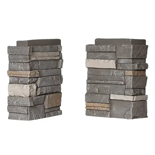 DuraKwik Stone Siding Corner, 13 in L, 10 in W, 4 in Thick, Interlocking Edge, Stacked Stone Profile - pack of 4