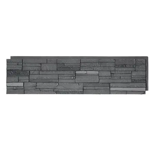 DuraKwik Stone Siding Panel, 13 in L, 48 in W, 2 in Thick, Interlocking Edge, Stacked Stone Profile, Volcano Ash - pack of 4
